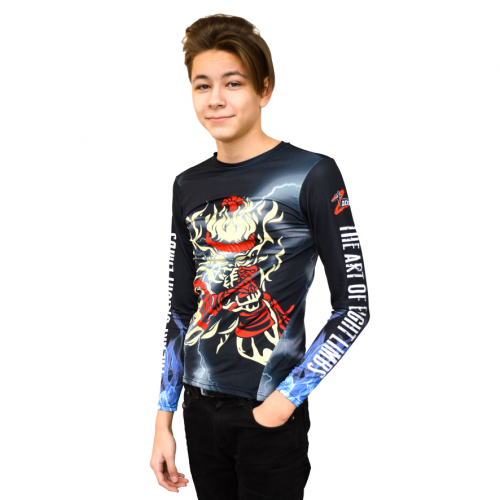 Рашгард мужской спортивного кроя, модель с длинным рукавом, материал бифлекс