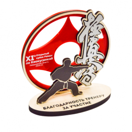 Приз из дерева (3-слойный) с пластиком, с УФ-печатью