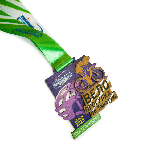 Медаль 2-слойная из металла и дерева с полноцветной печатью