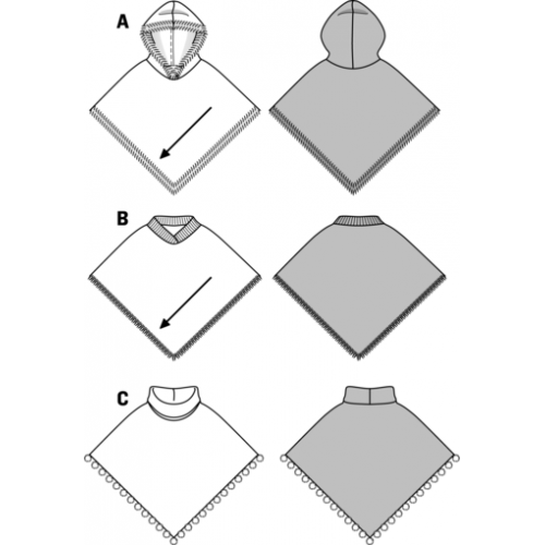 Пончо с воротником кашкорсе