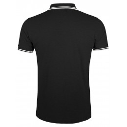 Рубашка поло мужская Pasadena Men 200 с контрастной отделкой, черная с белым