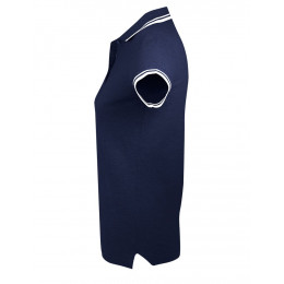 Рубашка поло женская Pasadena Women 200 с контрастной отделкой, темно-синяя с белым