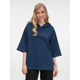 Футболка оверсайз унисекс с капюшоном Neofit, темно-синяя