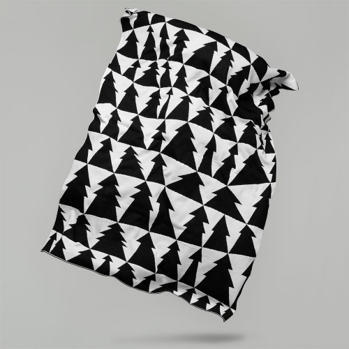 Плед «Танцующий лес», белый с черным