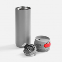 Термостакан X1 с цветной кнопкой, серый с красным