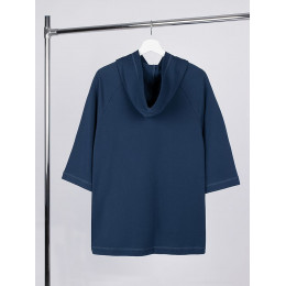 Футболка оверсайз унисекс с капюшоном Neofit, темно-синяя