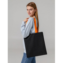 Холщовая сумка BrighTone, черная с оранжевыми ручками