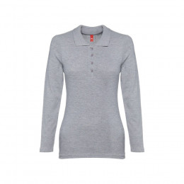 Рубашка-поло женская BERN WOMEN, д/р, серый меланж, S, 85% хлопок, 15% вискоза, плотность 210 г/м2