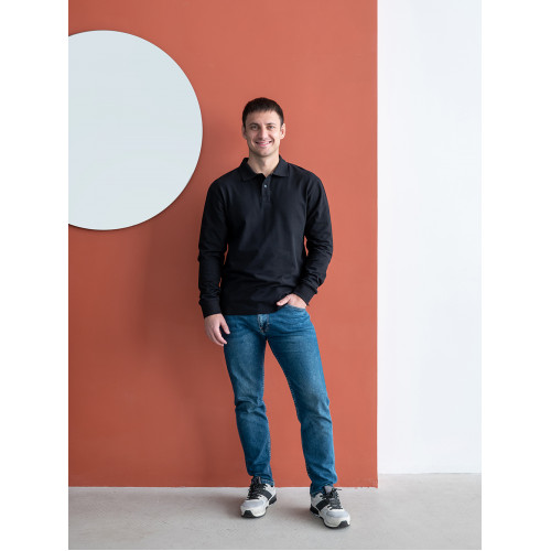 Рубашка поло унисекс STAN длинный рукав хлопок 185, 104LS