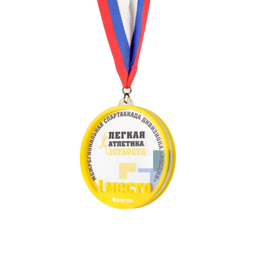 Медаль из акрила 3-слойная с УФ-печатью D-40, толщина 10 мм